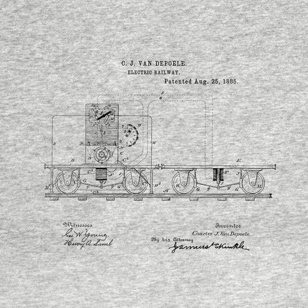 Electric Railway Vintage Patent Hand Drawing by TheYoungDesigns